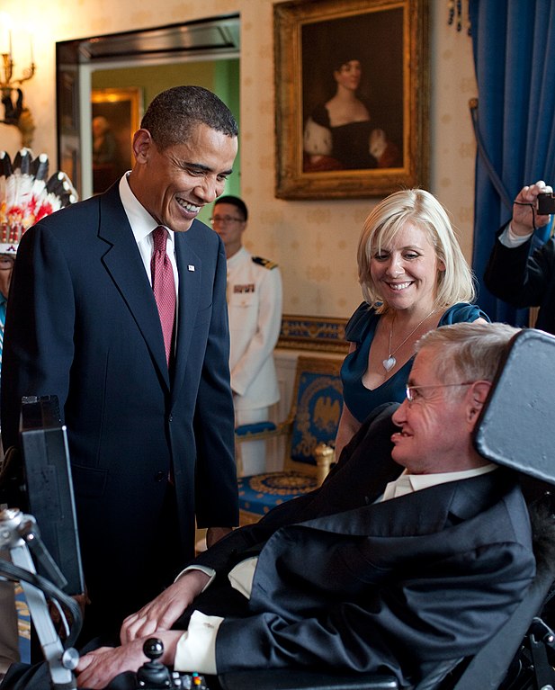 Prezydent USA Barack Obama rozmawia ze Stephenem Hawkingiem